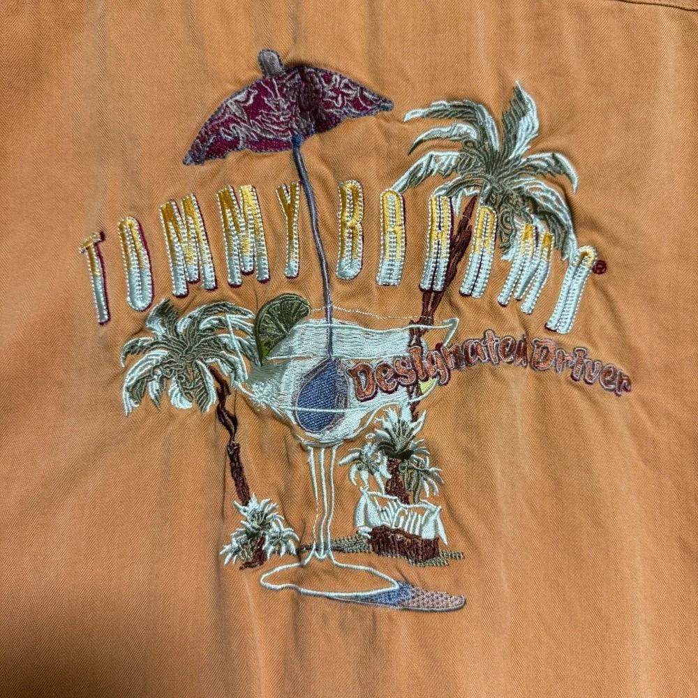 Tommy Bahama Button Up Shirt Men XXL Silk Designated Driver Embroidered Tropical